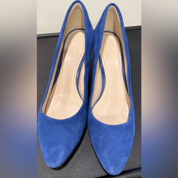 Elegant Blue Cole Haan Suede Pumps Party Wedding Guest Formal Semi Formal Chic - Picture 2 of 9